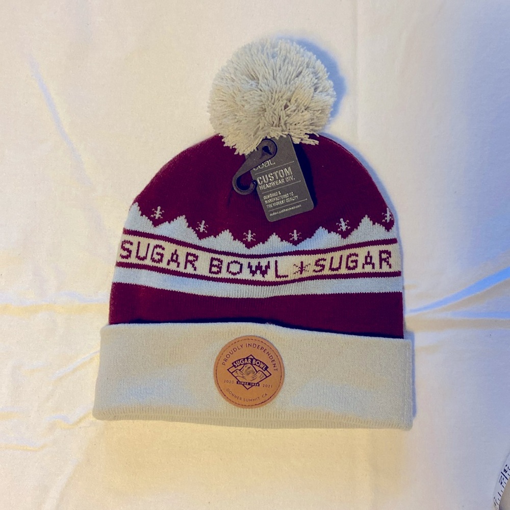 NWT Sugar Bowl Ski Resort (Truckee, CA) beanie with puff ball accent